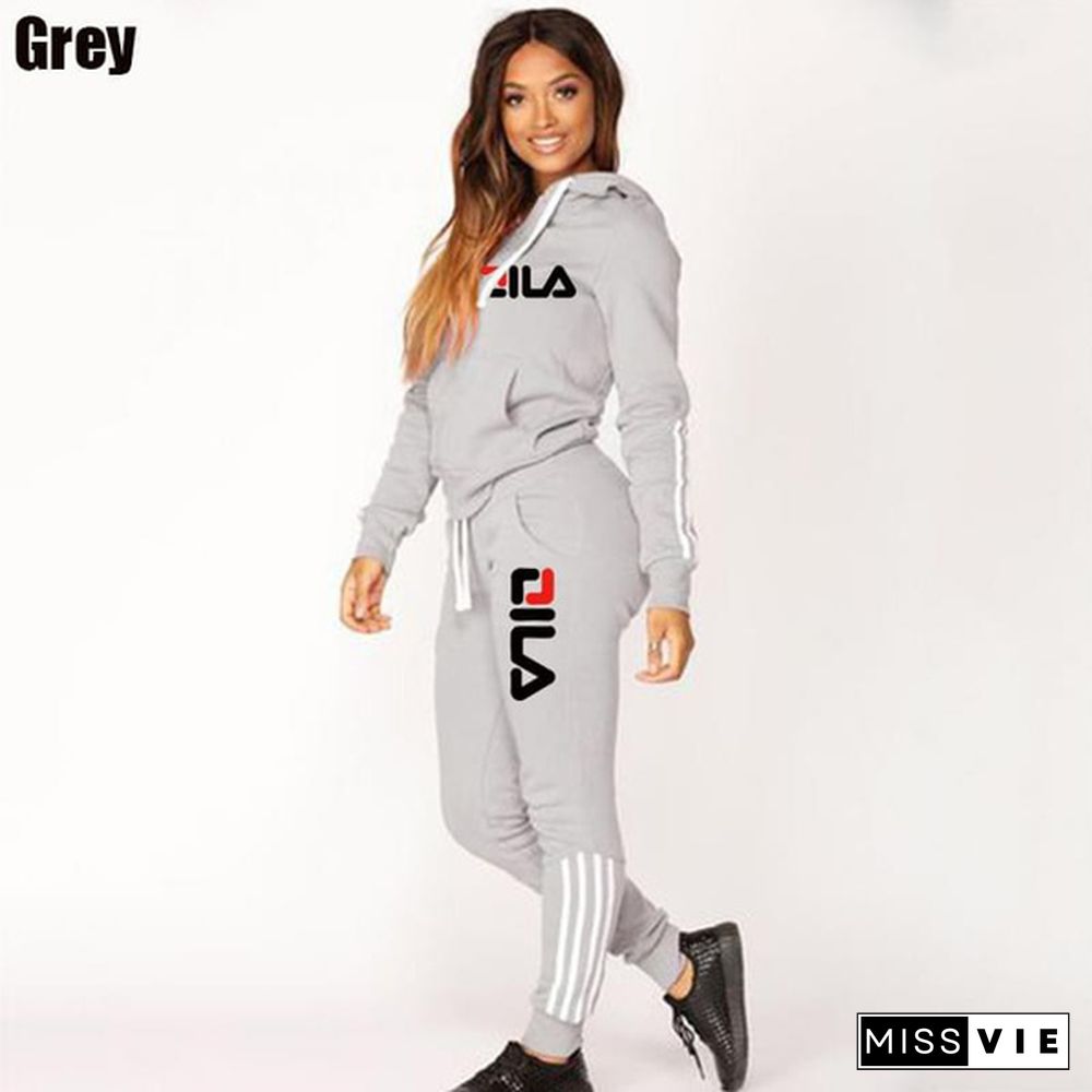 Women's Fashion Outdoor Casual Sweat Suits Printed Tracksuits Classic Jackets And Trousers Two Piece Outfits 3 Color..