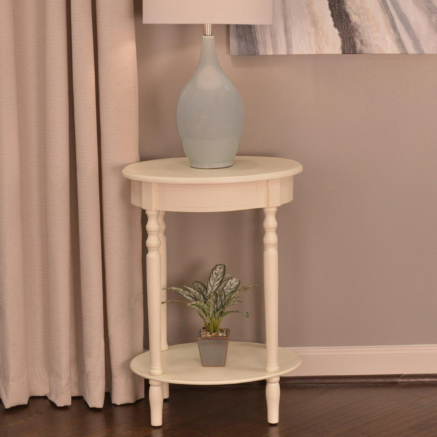 DA(C)cor Therapy Simplify Wood Oval Accent Table with Lower Shelf Multiple Finishes  Crowdfused