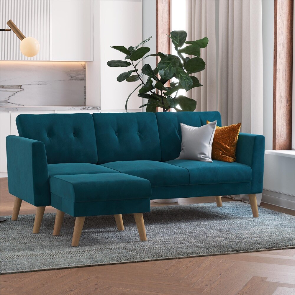 CosmoLiving by Cosmopolitan Gloria Upholstered Sofa Sectional with Detachable Ottoman and Reversible Design