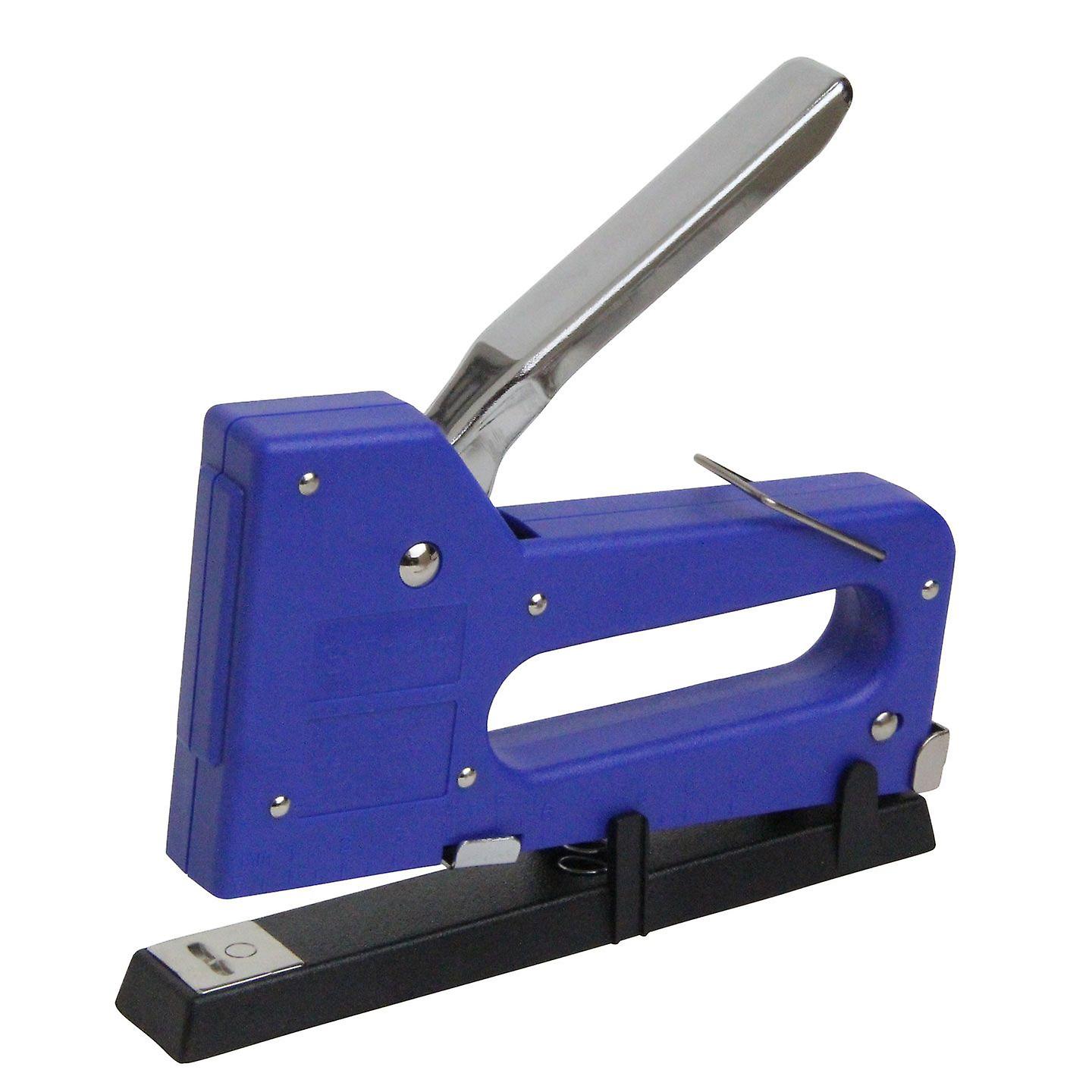 E-Value TH-1 Manual Plastic Mini Staple Gun Tacker and Stapler， with Removable Stapling Plate， for Binding and Fastening