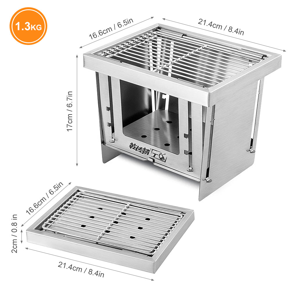 Tomshine  1pcs Outdoor Stainless Steel Grill Portable Wood Burning Camping Folding Windproof  BBQ Grill