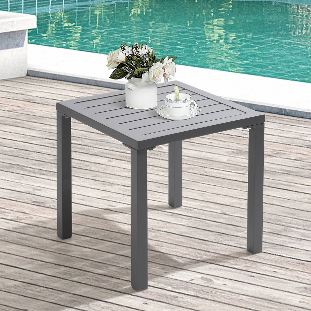 Outdoor Aluminum Square Side Table Gray Crestlive Products