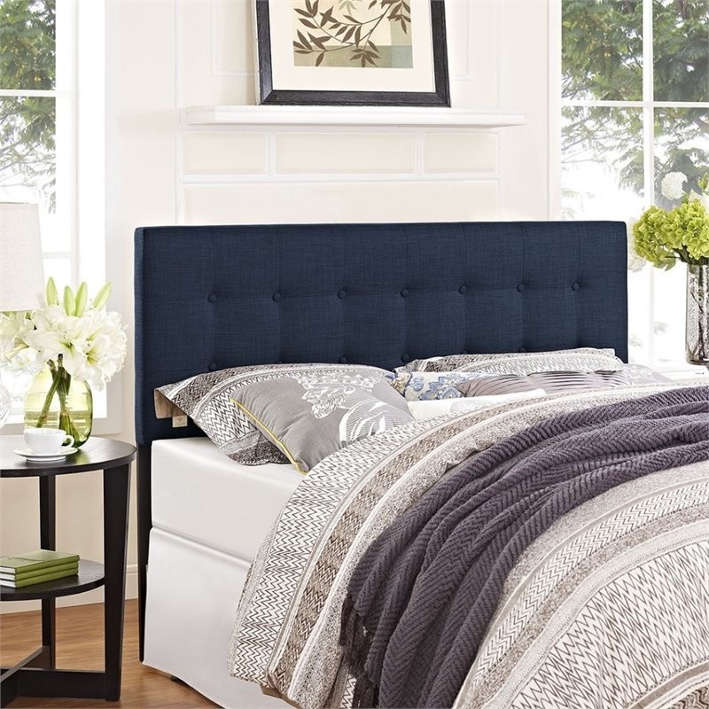 Roseberry Kids Modern Fabric Upholstered Queen Panel Headboard in Navy   Transitional   Headboards   by Homesquare  Houzz