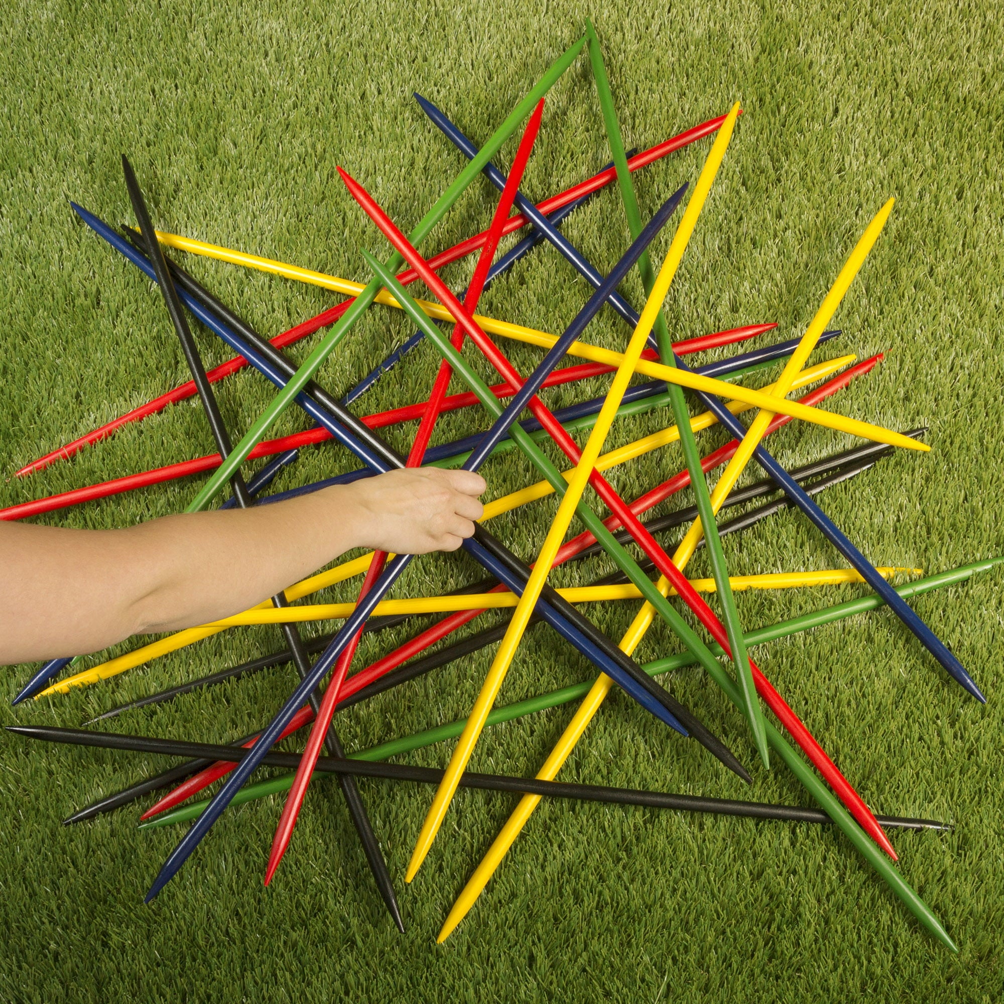 Hey Play 25-Piece Jumbo Pick Up Sticks Classic Wooden Game and Carry Bag