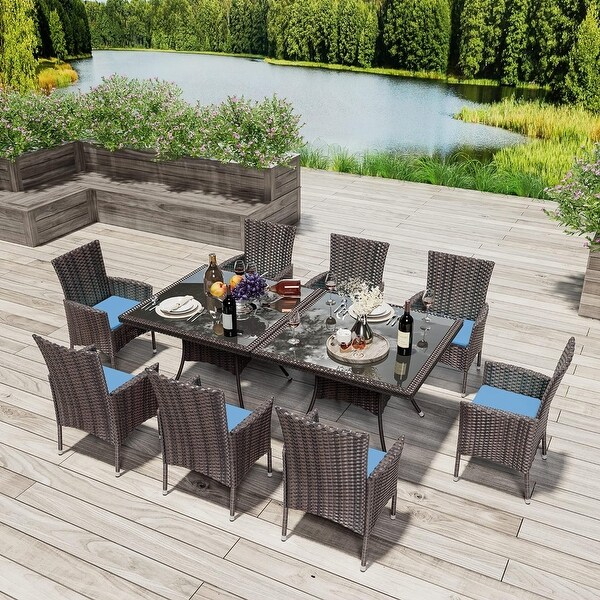 Kullavik Outdoor Dining Set，Rattan Patio Furniture Dining Table and Chairs