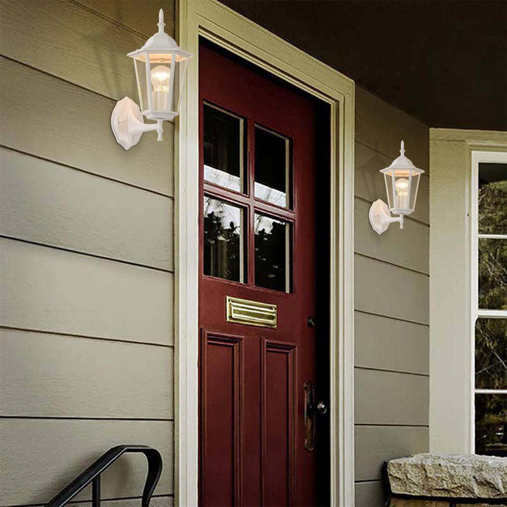 C Cattleya 1-Light White Die-Cast Aluminum Outdoor Wall Lantern Sconce (2-Pack) CA1905-2W