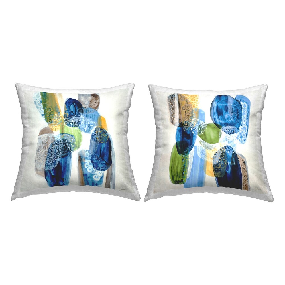 Stupell Patterned Round Blue Stones Printed Throw Pillow Design by Liz Jardine (Set of 2)