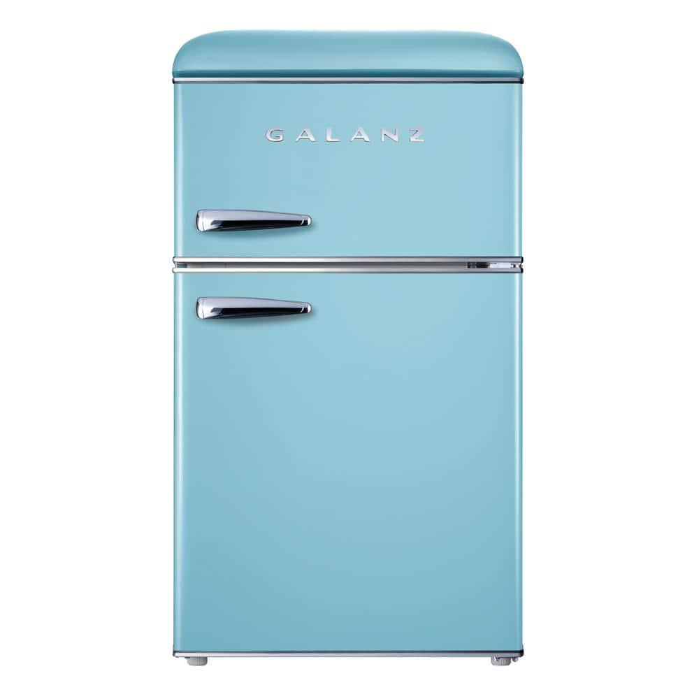 Galanz 31 cu ft Retro Mini Fridge with Dual Door True Freezer in Blue