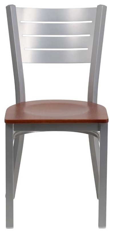 Bowery Hill Restaurant Dining Chair in Cherry and Silver   Contemporary   Dining Chairs   by Homesquare  Houzz