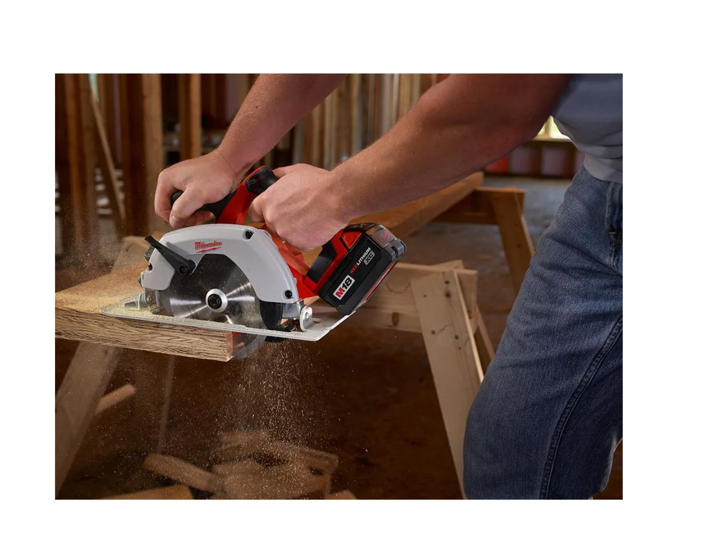 Milwaukee 2630-20-2648-20 M18 18V Lithium-Ion Cordless 6-1/2 in. Circular Saw with M18 5 in. Random Orbit Sander