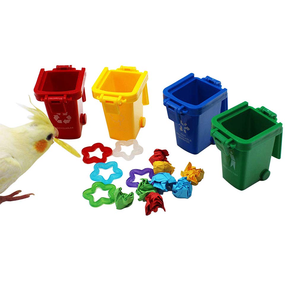 QBLEEV Conure Toys， Color Sorting Bin Bird Toys， Teaching Tool Box Parrot Toys， Trick Prop Training Education Interactive Toys for Cockatiel Quaker Lovebirds