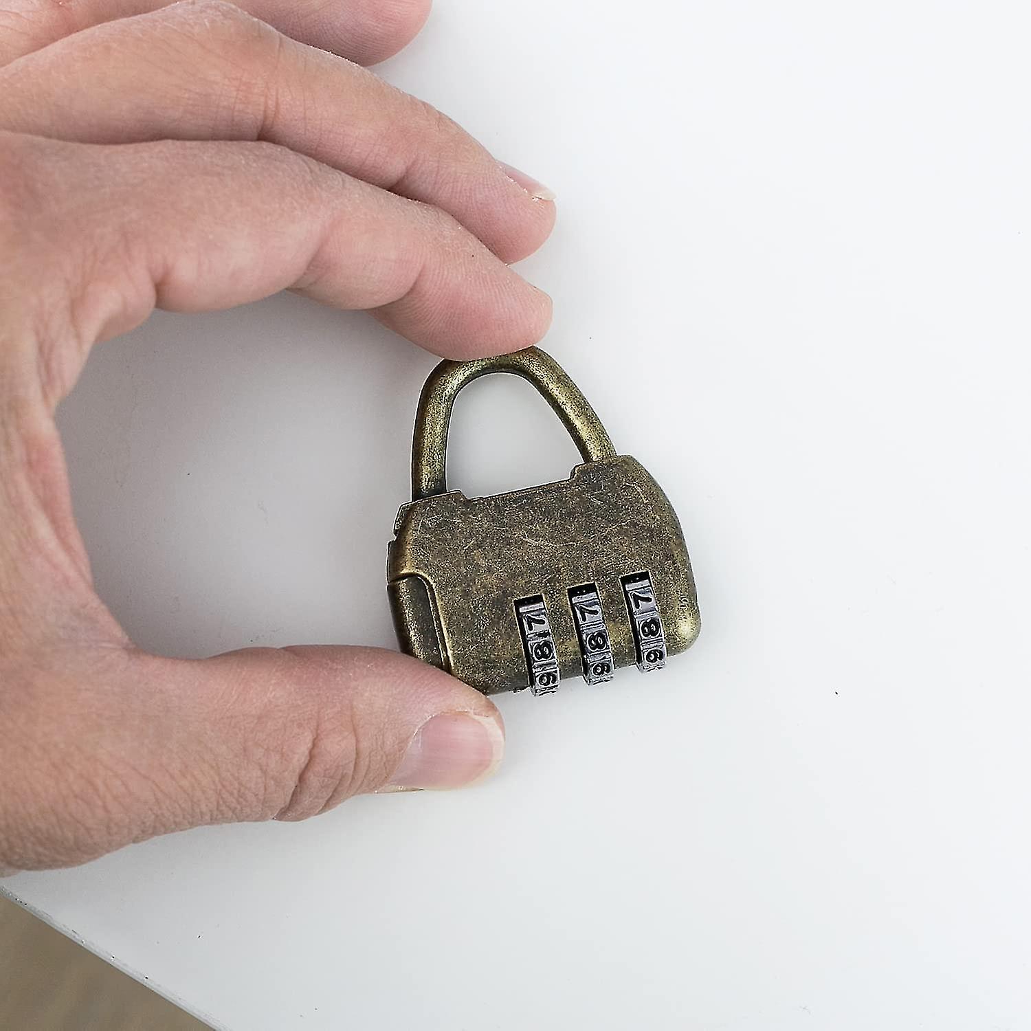 Vintage Combination Padlock - 3 Digits - 4.3 X 3.5 X 1.2 Cm - Gold