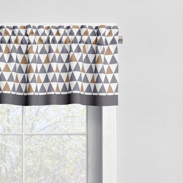 Bacati Triangles Grey beige Neutral Cotton Window Valance