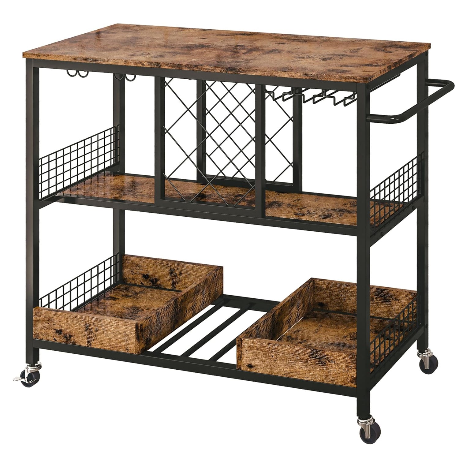 Kitchen Storage Cart on Wheels, Home Bar Cart, Suitable for Kitchen, Bar