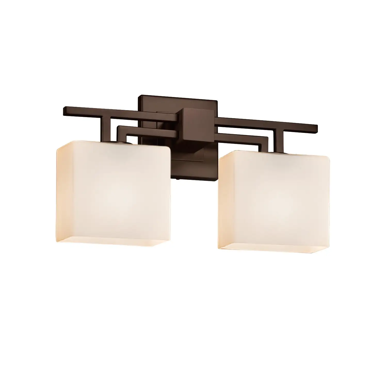 Justice Design Fusion Aero 2-light Dark Bronze Bath Bar, Opal Rectangle Shade