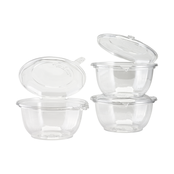 Karat 32oz PET Plastic Tamper Resistant Hinged Salad Bowl with Dome Lid - 240 sets