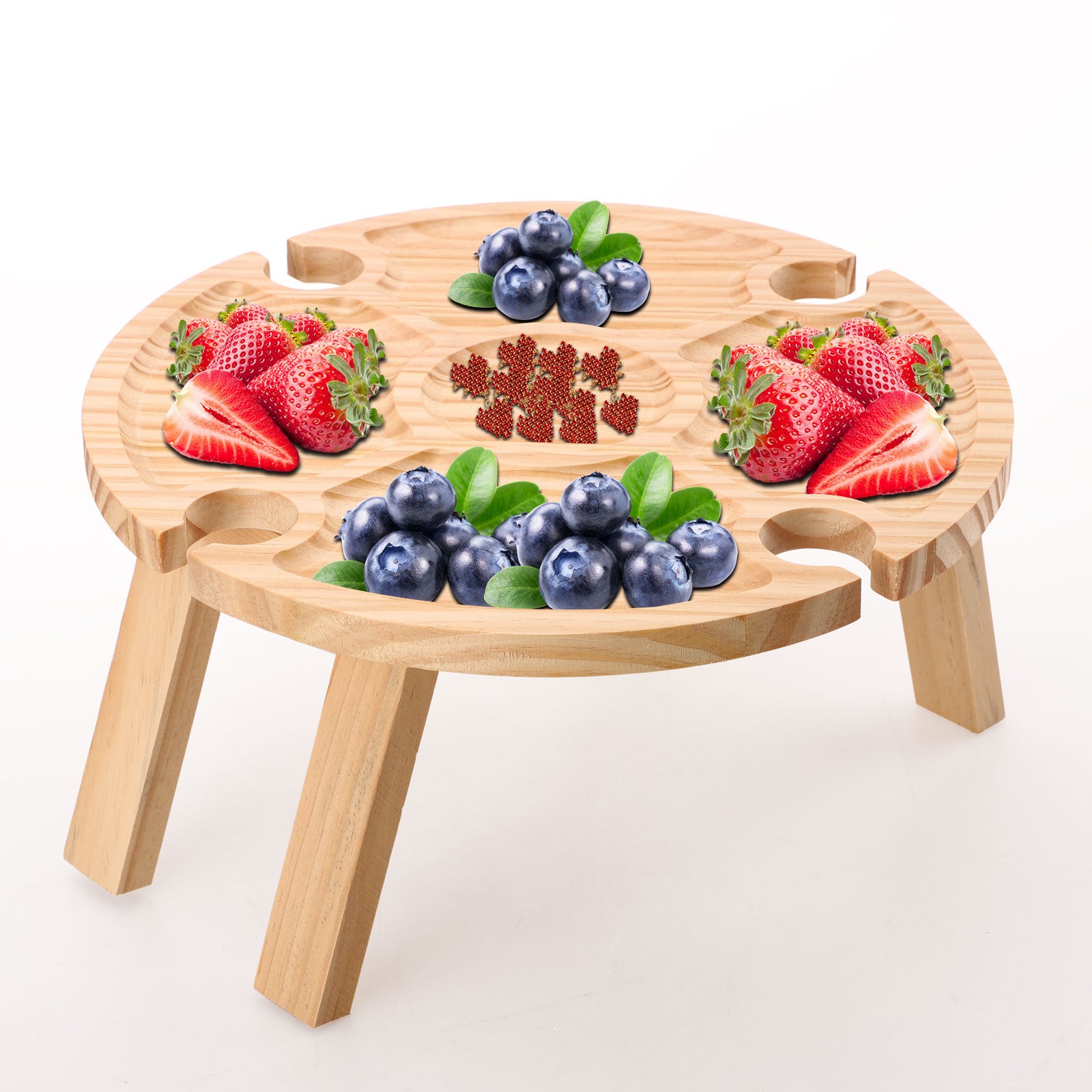 Firlar Wooden Picnic Table Picnic Wine Glass Holder