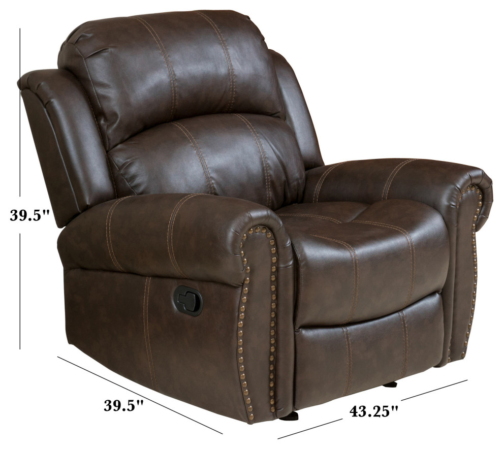 GDF Studio Harbor Dark Brown Leather Glider Recliner Club Chair   Transitional   Recliner Chairs   by GDFStudio  Houzz