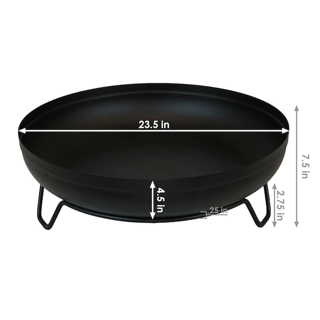 Sunnydaze Decor RCM-542 23.5-in W Black Steel Wood-Burning Fire Pit