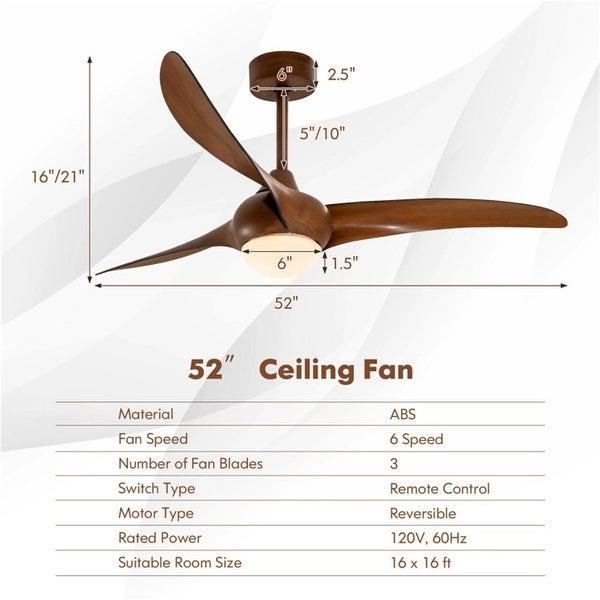 52 Inch LED Ceiling Fan with 6-Level Adjustable Speed Shopping - The Best Deals on Ceiling Fans | 38565973