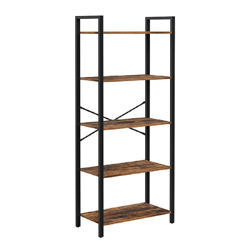 5-tier Bookshelf， Home Office Bookcase， Storage Rack With Steel Frame