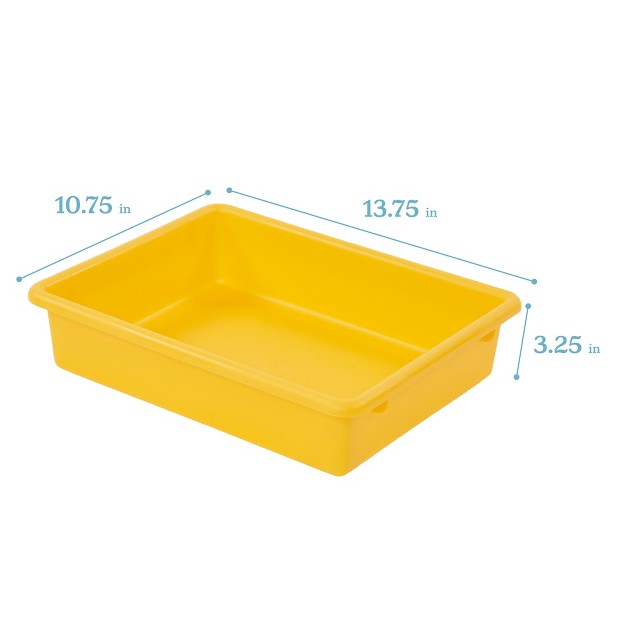 Ecr4kids Letter Size Flat Storage Tray With Lid Plastic Storage Bins 10 pack