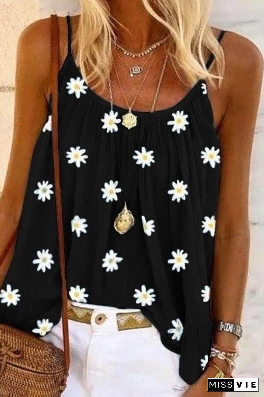 Daisy Print Strappy Casual Camisole