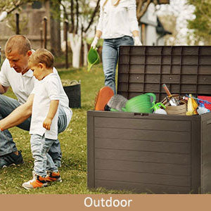 Patio Storage Box Inlife Garden Deck Box Pillow and Cushion Organizer 50 Gallon Brown 30.7"x17.3"x21.7"