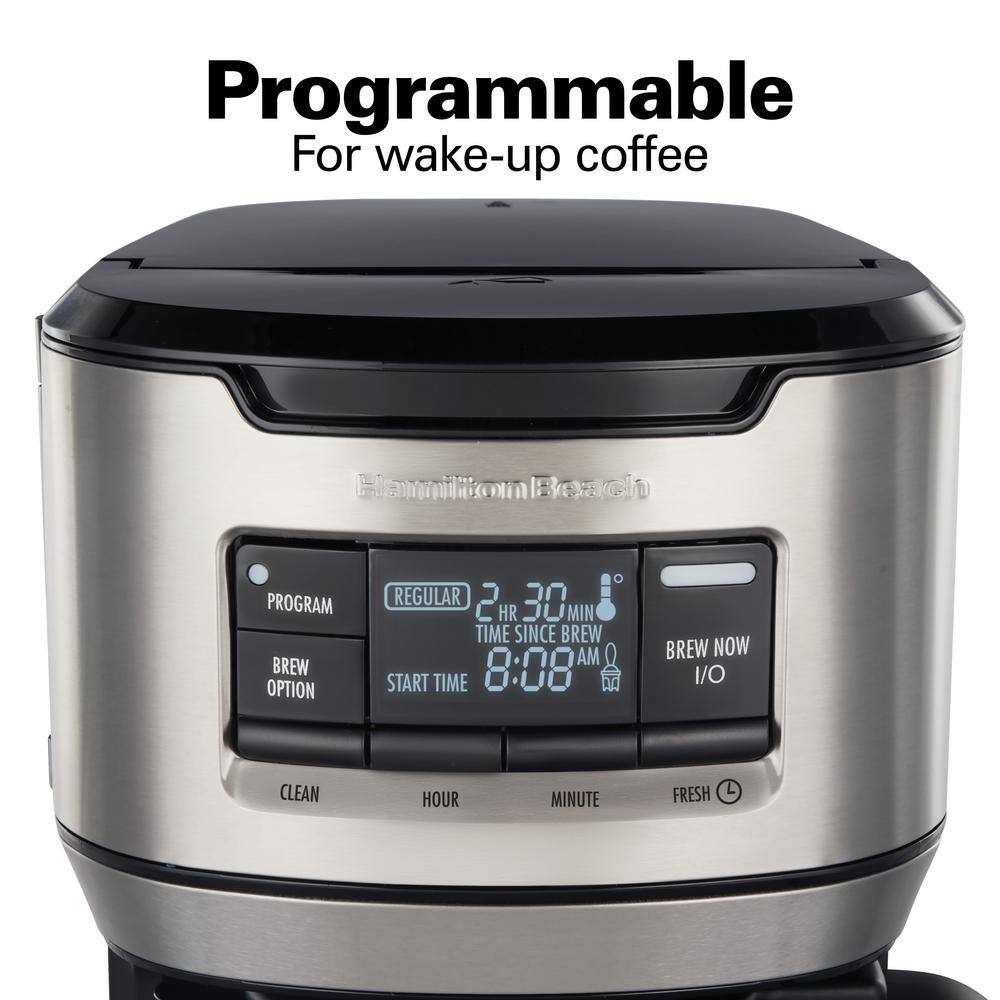 Hamilton Beach 12-Cup Black Programmable Front-Fill Coffee Maker with Thermal Carafe 46391