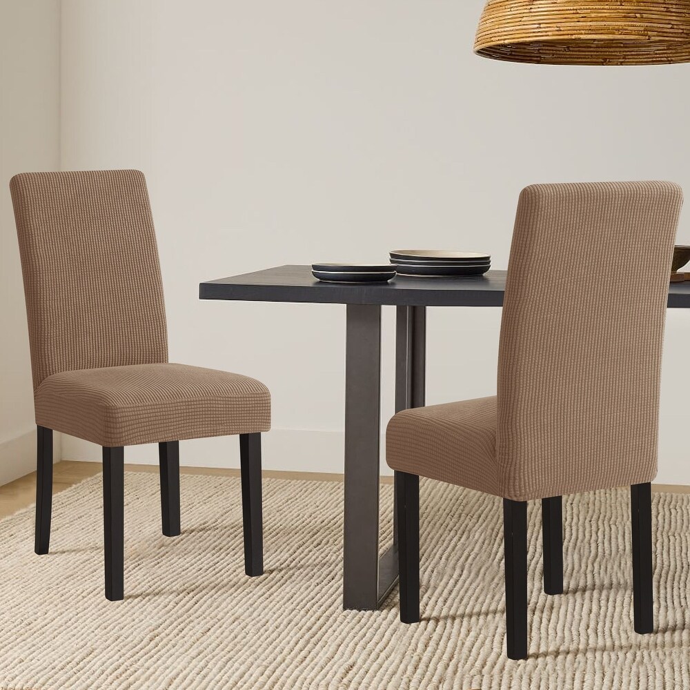 CHUN YI Elastic Textured Grid Dining Chair Slipcover