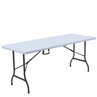 ANGELES HOME 6 ft Portable Folding Picnic Table Fold-in-Half Plastic Card Table for Camping Picnic 8CK70-OP829