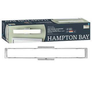 Hampton Bay Collier Heights 24 in. Chrome Curved Selectable LED Bathroom Vanity Light Bar Flush Mount with Night Light Feature 537999010