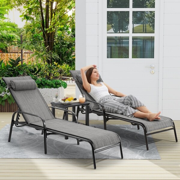 EROMMY Outdoor Patio Lounge Chair，Adjustable Recliner Outdoor Lounge Chairs，Multiple Colors Available