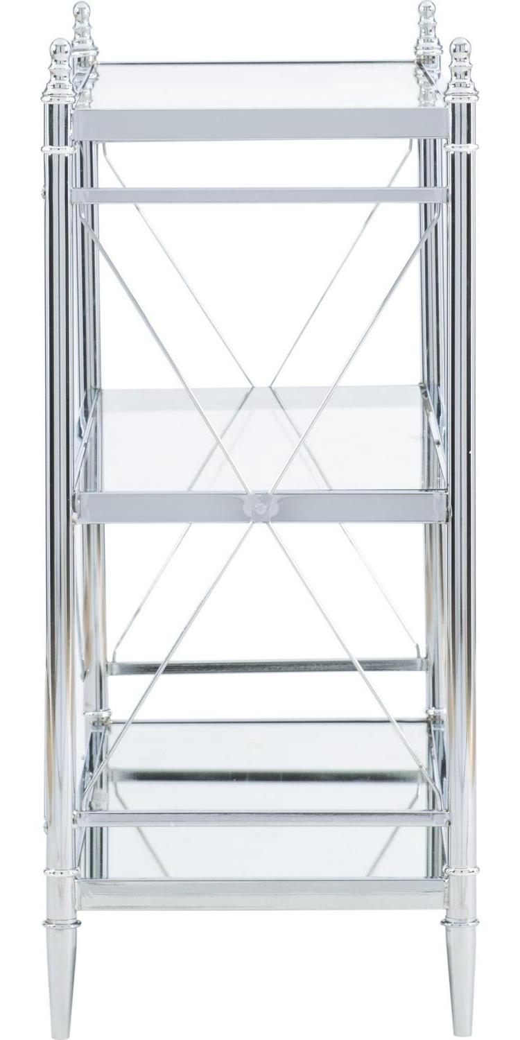 Linon Pinnacle Chrome and Glass Floor Console， 32 inches Tall