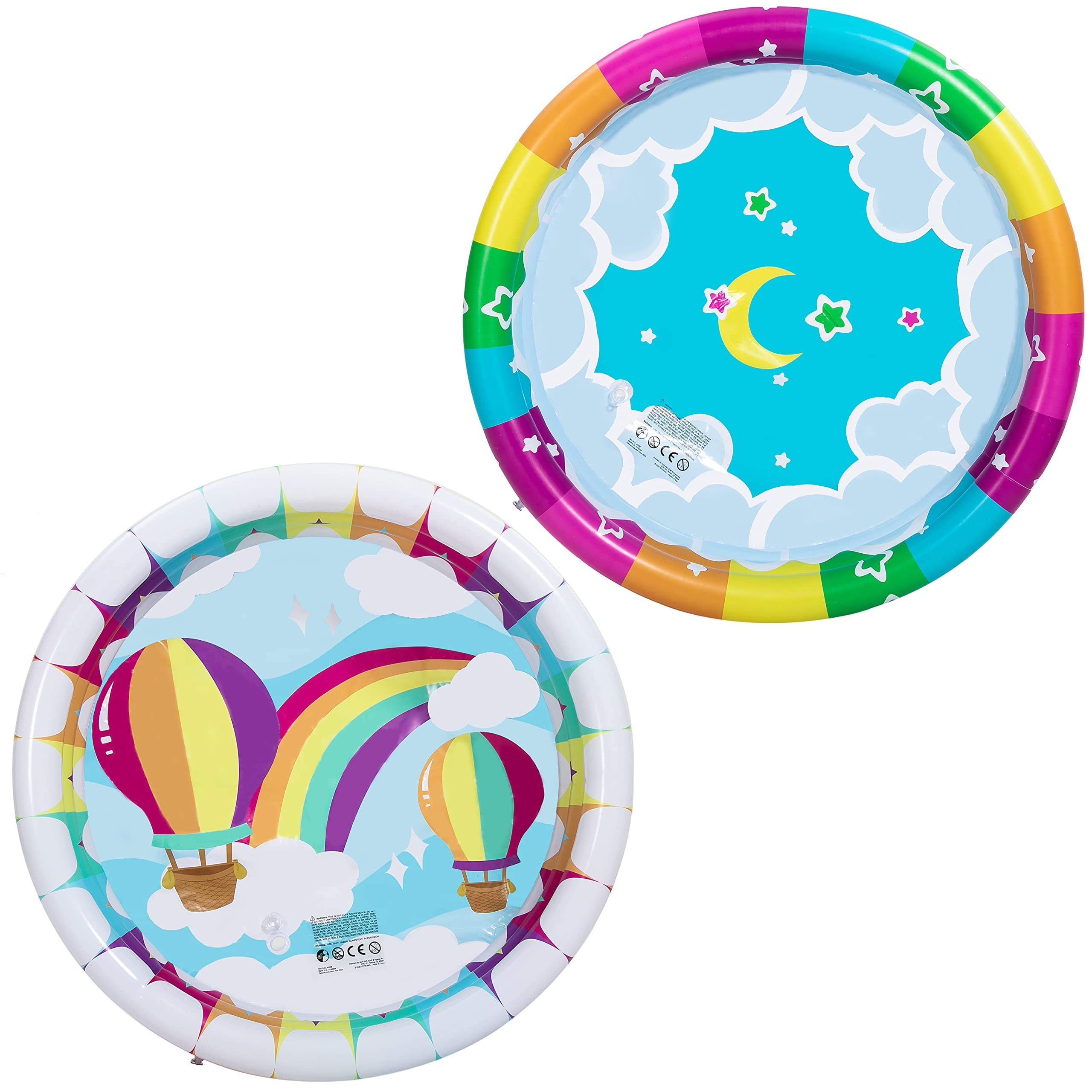 Clearance - 45in Rainbow w/ Hot Air Balloon & Rainbow Inflatable Kiddie Pool Set, 2 Pack