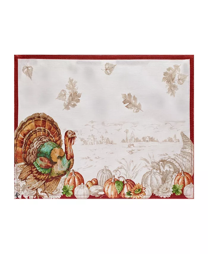 Elrene Holiday Turkey Bordered Fall Placemat Set of 4