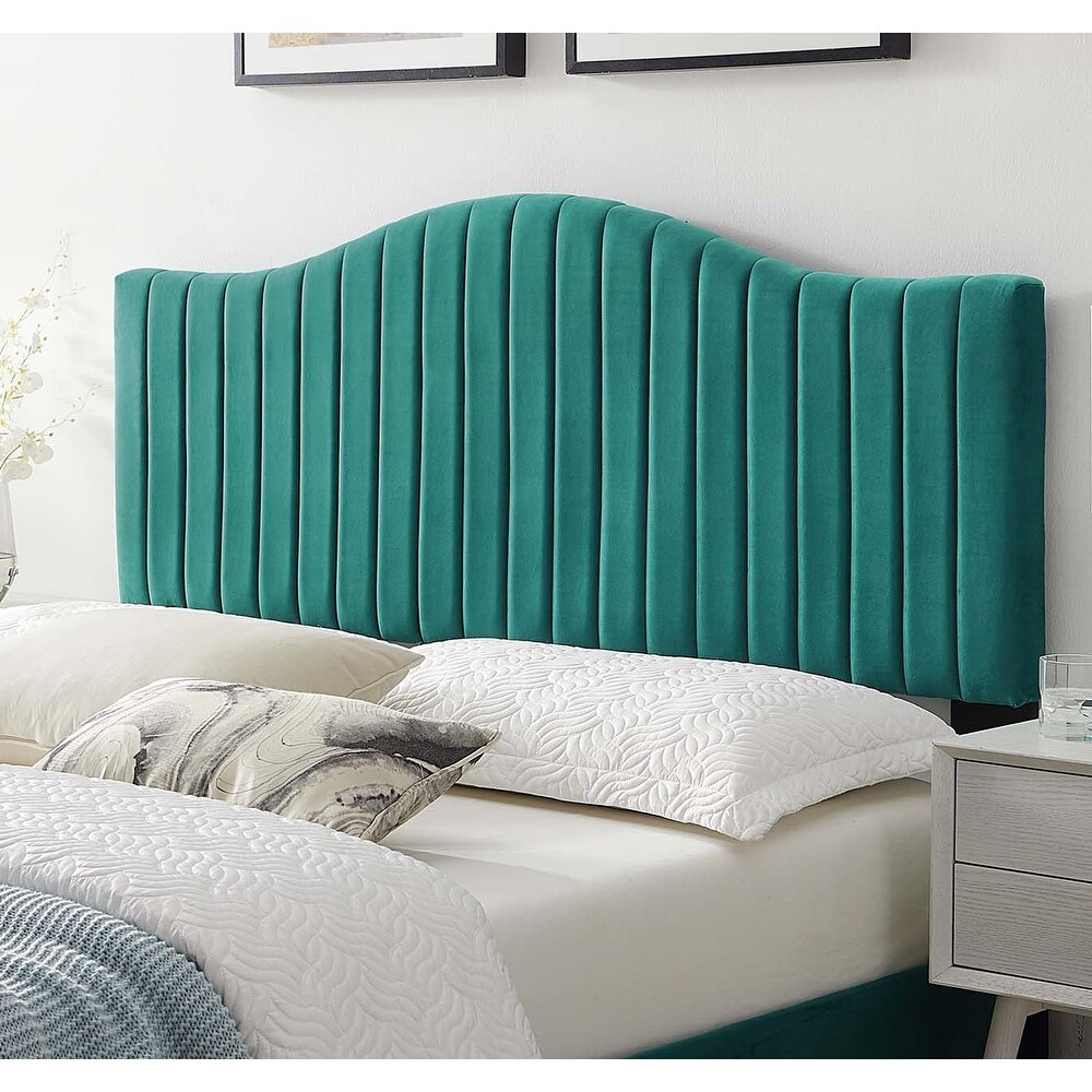 Findlay Arched Green Velvet Upholstered King/California King Size Headboard