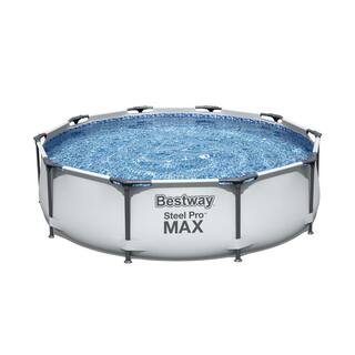 Bestway 10 ft. Round 30 in. D Steel Pro Hard Side Frame Above Ground Family Swimming Pool Set 56407E-BW