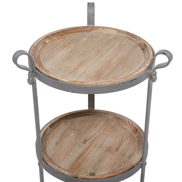 Industrial Metal Round Tiered Table Gray Olivia amp May