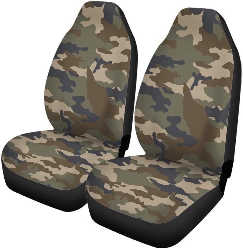 ZHANZZK Set of 2 Car Seat Covers Camouflage Universal Auto Front Seats Protector Fits for Car，SUV Sedan，Truck