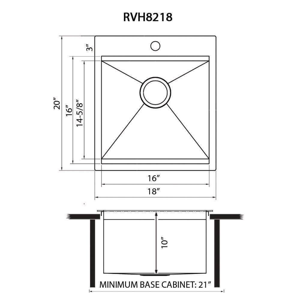 Ruvati Vino 16-Gauge Stainless Steel 18 in. 1-Hole Drop-in Workstation Bar Sink RVH8218