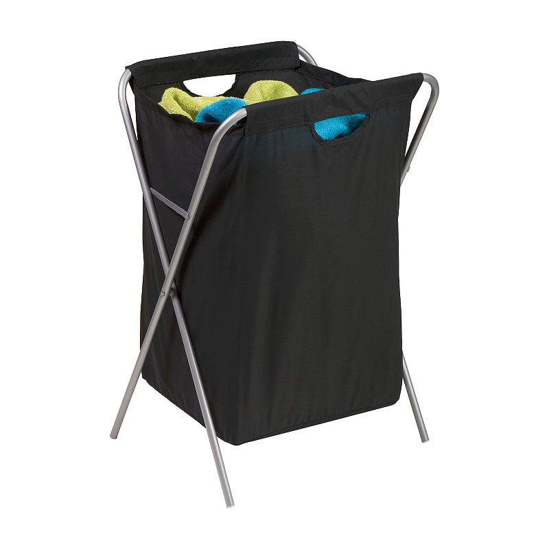 Honey-Can-Do Foldable Black Nylon Laundry Hamper