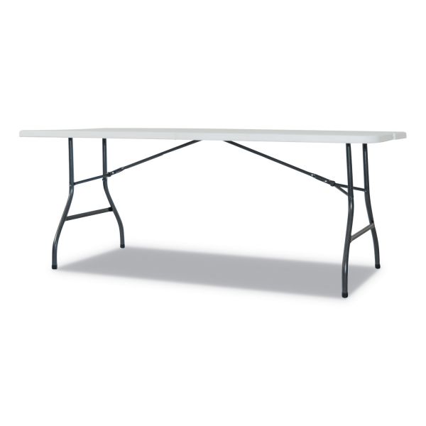 Alera Fold-in-Half Resin Folding Table， Rectangular， 72w x 29.63d x 29.25h， White