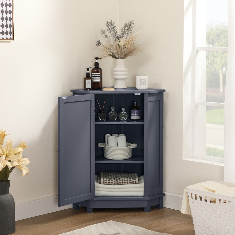 Living Room Corner Floor Storage Cabinet Plant Display Cabinet  Grey