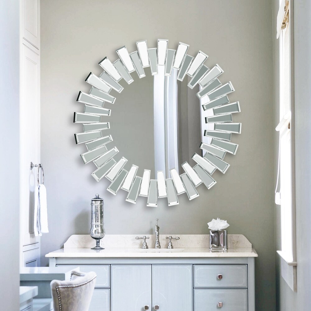 Modern Glass Round Bathroom Vanity Wall Mirror   25.5\