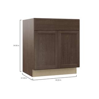 Hampton Bay Shaker Assembled 30 x 34.5 x 21 in. Bathroom Vanity Base Cabinet in Brindle KVSB30-BDL