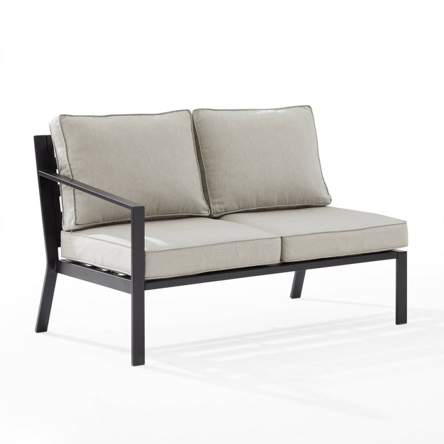 Clark Steel Outdoor Left Side Loveseat Taupe matte Black Crosley