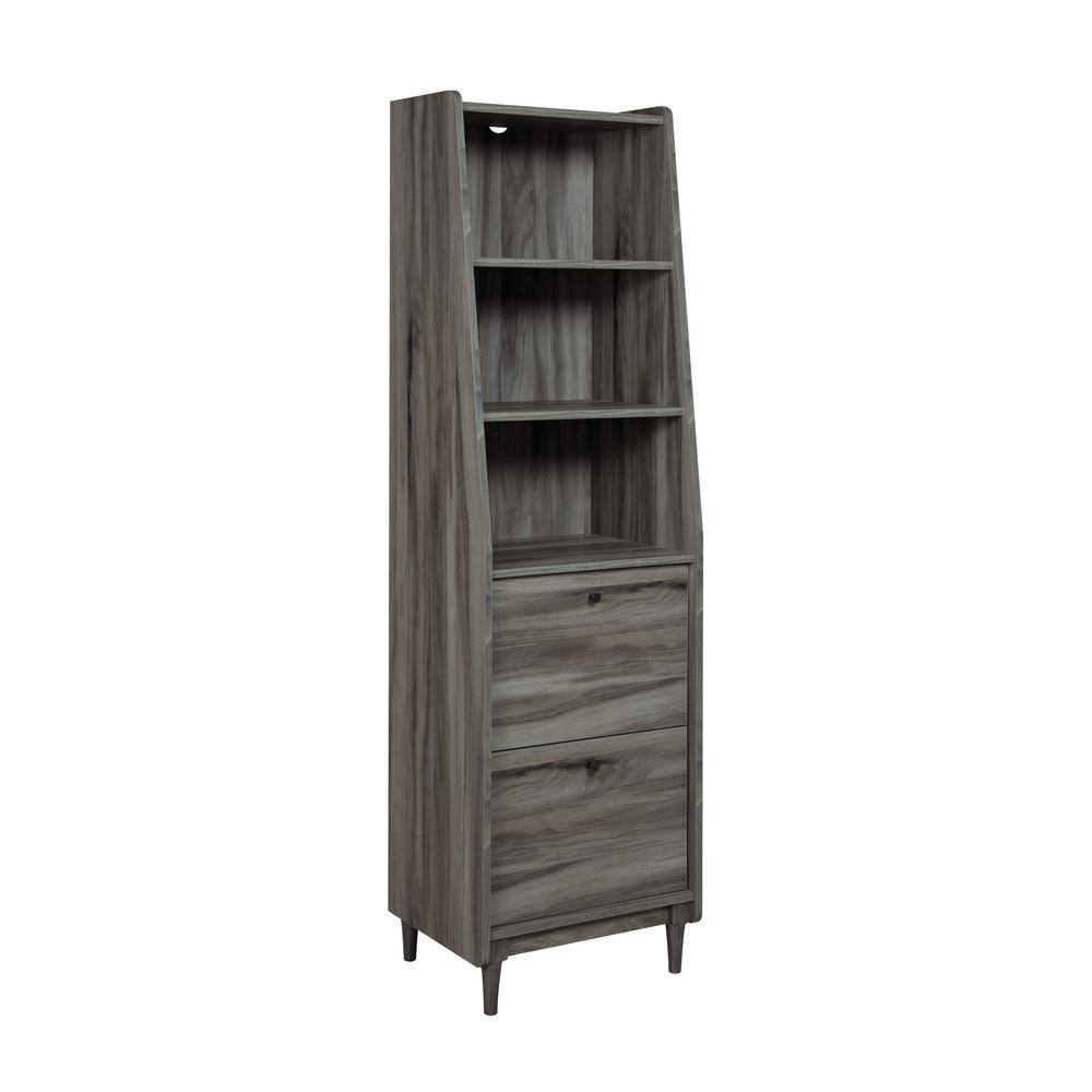 SAUDER Harvey Park 70.394 in. Jet Acacia 3-Shelf Accent Bookcase with File Storage 428187