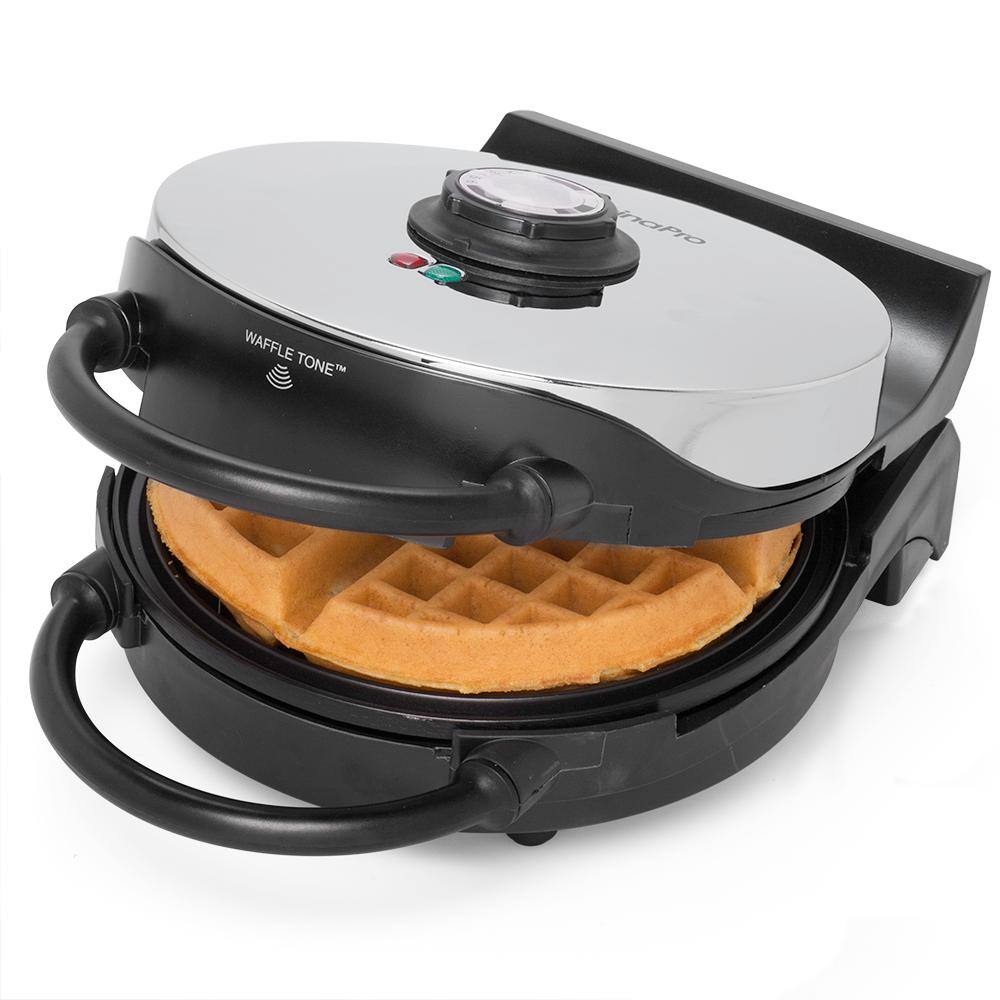 CucinaPro Classic Round 4-Waffle Black Belgian Waffle Maker 1476