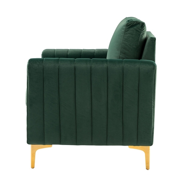 Ganymedes Contemporary Velvet Accent Arm Chair with Golden Legs by HULALA HOME